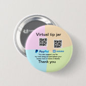 仮想チップjar q rコードマネー寄付PayPal ven 缶バッジ (正面&裏面)
