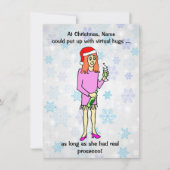 仮想ハグおもしろいプロセッコ女性クリスマス シーズンカード (正面)