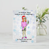 仮想ハグおもしろいプロセッコ女性クリスマス シーズンカード (スタンド正面)