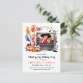 仮想ハロウィン誕生日パーティーの招待 ポストカード (スタンド正面)