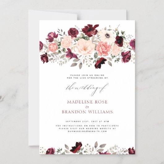 仮想バ素朴ルガンディ赤面結婚フローラ マグネット招待状 (正面)