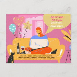 仮想パーティーベビーブライダルシャワー誕生日グラード。 ポストカード