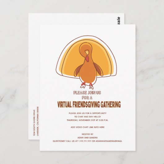 仮想フモダンレンズ付き感謝祭招待状 ポストカード (正面/裏面)
