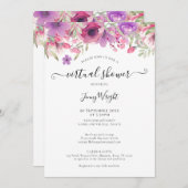 仮想ブライダルまたはベビーシャワー水カラーフローラ 招待状 (正面/裏面)