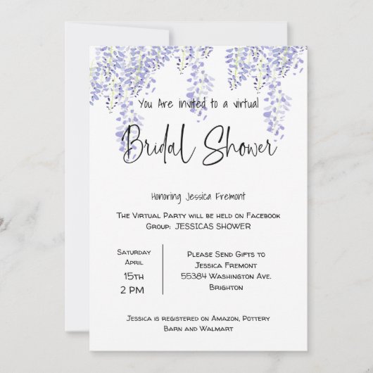 仮想ブライダルウェディングシャワーFacebookの発表 案内状 (正面)