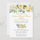 仮想ブライダルシャワー水彩黄色フローラ 招待状 (正面)