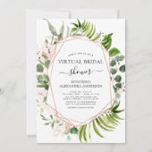 仮想ブライダルシャワー緑のバラ金ゴールド 招待状 (正面)