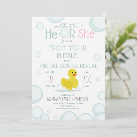 仮想ベビーの性別を暴くアヒルの羽目 招待状 (スタンド正面)