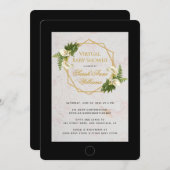 仮想ベビーシャワーカレーリリーフローラ幾何学 招待状 (正面/裏面)