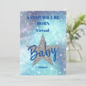 仮想ベビーシャワーボーイブルーモダンスター生まれIs 招待状 (スタンド正面)