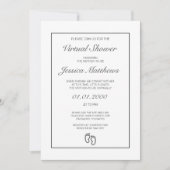 仮想ベビーシャワーモダンミニマリスト白パーティー 招待状 (正面)