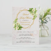 仮想ベビーシャワーライリー金ゴールドフローラ幾何学的 招待状 (スタンド正面)