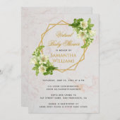 仮想ベビーシャワーライリー金ゴールドフローラ幾何学的 招待状 (正面/裏面)