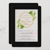 仮想ベビーシャワーライレタブレットフローラ幾何学的 招待状 (正面/裏面)