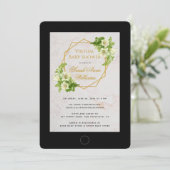 仮想ベビーシャワーライレタブレットフローラ幾何学的 招待状 (スタンド正面)