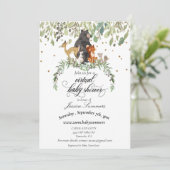 仮想ベビーシャワー森林動物 招待状 (スタンド正面)