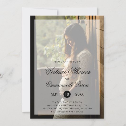 仮想ベビーシャワー　ジェンダーニュートラル　モダン写真 招待状 (正面)