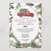 仮想メリー赤ちゃんシャワー招待状カードレッドトラック プログラム (正面)