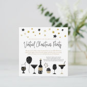 仮想モダンクリスマスパーティーカクテル紙吹雪 招待状 (スタンド正面)