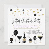 仮想モダンクリスマスパーティーカクテル紙吹雪 招待状 (正面)