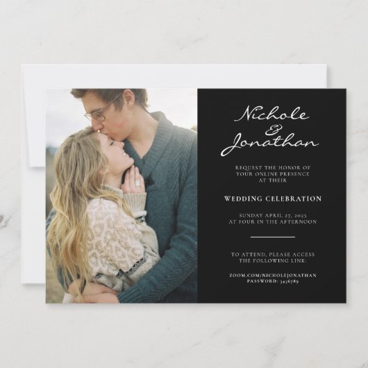 仮想モノクロのオンラインフォト結婚ズ 招待状 (正面)