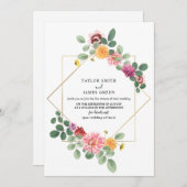 仮想ライブストリ結婚ームのジオメトリックBohoフローラ 招待状 (正面/裏面)