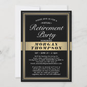 仮想リタイアパーティー白黒と金ゴールド 招待状 (正面)