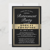 仮想リタイアパーティー白黒と金ゴールド 招待状 (正面)