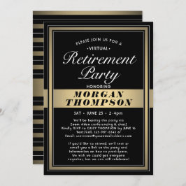 仮想リタイアパーティー白黒と金ゴールド 招待状