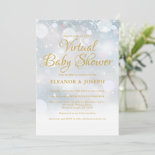 仮想冬の赤ちゃんシャワー散水 招待状 (スタンド正面)