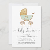 仮想参加オプション付きの男女兼用ベビーシャワー 招待状 (正面)