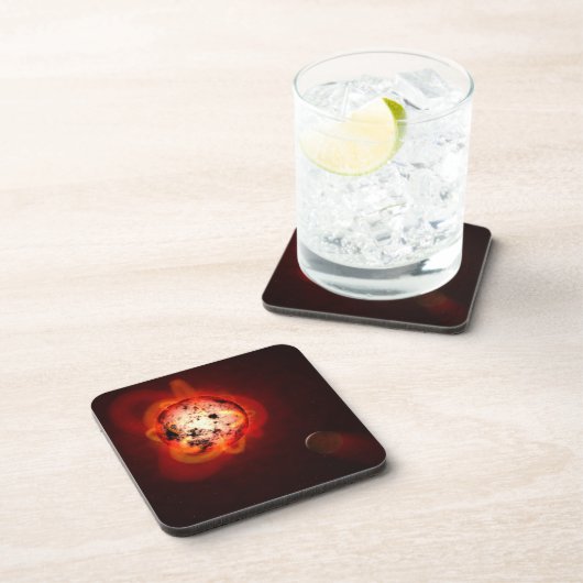 仮想外惑星によって周回した赤色矮星 コースター (右側)