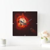 仮想外惑星によって周回した赤色矮星 スクエア壁時計 (ホーム)