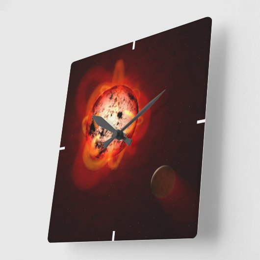 仮想外惑星によって周回した赤色矮星 スクエア壁時計 (傾斜)
