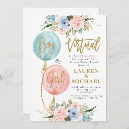 仮想性の明るさのベビーシャワー 招待状 (正面/裏面)