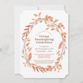 仮想感謝祭の秋の葉の幾何学的フレーム 招待状 (正面)