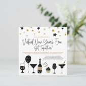 仮想新年イブパーティーカクテル金ゴールドブラック 招待状 (スタンド正面)