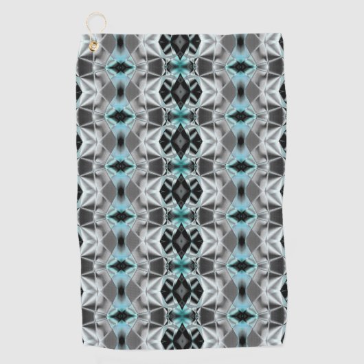 仮想淡い色のスタイルで澄んシルバーとブルーの連携 ゴルフタオル (正面)