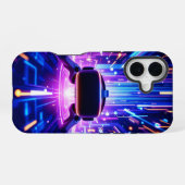 仮想現実のゲーム環境を浮き上がらせ iPhone 16ケース (裏面横)