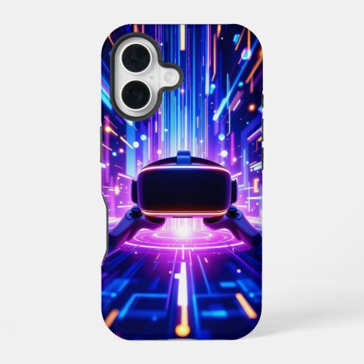 仮想現実のゲーム環境を浮き上がらせ iPhone 16ケース (裏面)