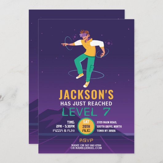 仮想現実VRデジタルゲーミングゲーマー 招待状 (正面/裏面)