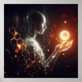 仮想球体と相互作用するデジタルライフフォーム ポスター