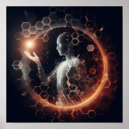 仮想球体と相互作用するデジタルライフフォーム ポスター