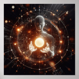 仮想球体と相互作用するデジタルライフフォーム ポスター