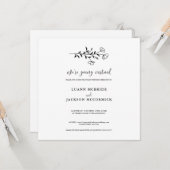 仮想白黒フローラ結婚式招待状カード カード (正面/裏面インサイチュ)