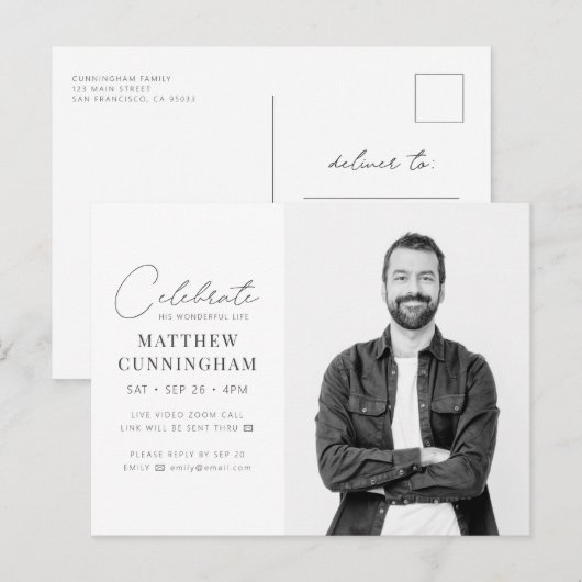 仮想祝彼の人モダン生のシンプル写真 インビテーションポストカード (正面/裏面)