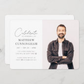 仮想祝彼の人モダン生のシンプル写真 招待状 (正面/裏面)