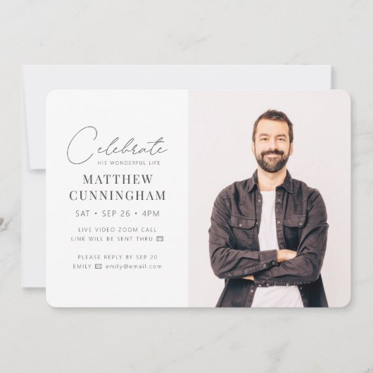 仮想祝彼の人モダン生のシンプル写真 招待状 (正面)