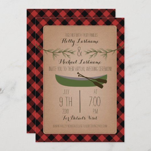 仮想素朴ライ結婚ブストリームカヌー 招待状 (正面/裏面)