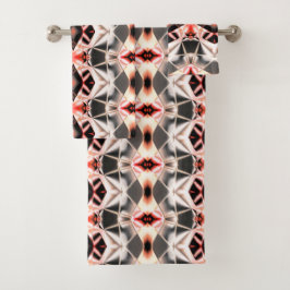 仮想線の赤いラポートにシルキーシルバー バスタオルセット